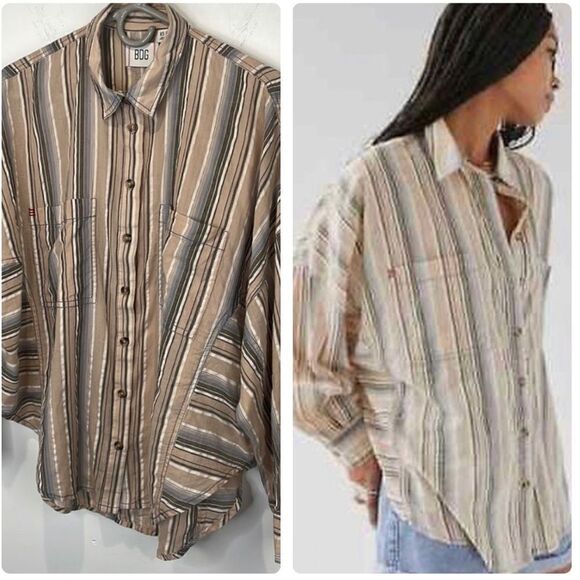 BDG Tops - BDG Urban Outfitters Bell Button-Down Shirt  Striped Oversized Long Sleeve (XS)